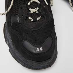 Balenciaga Black Leather and Mesh Triple S Sneakers Size 44