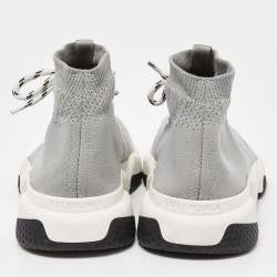 Pre Owned Balenciaga Grey Knit Speed Trainer High Top Sneakers Size 40