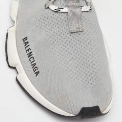 Pre Owned Balenciaga Grey Knit Speed Trainer High Top Sneakers Size 40