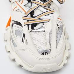 مملوكة مسبقًا Balenciaga White/Orange Leather and Mesh Track Sneakers Size 40