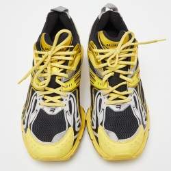 Balenciaga Yellow/Black Faux Leather and Mesh x Pander Sneakers Size 44