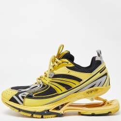 Balenciaga Yellow/Black Faux Leather and Mesh x Pander Sneakers Size 44