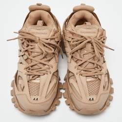 Pre Owned حذاء رياضي بالنسياغا شبكة وجلد أبيض مقاس 40