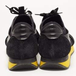 Pre Owned Balenciaga Black Leather and Mesh Race Runner Sneakers Size 41