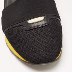 Pre Owned Balenciaga Black Leather and Mesh Race Runner Sneakers Size 41