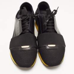 Pre Owned Balenciaga Black Leather and Mesh Race Runner Sneakers Size 41