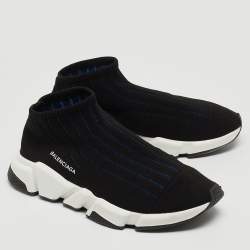 Pre Owned Balenciaga Black Knit Fabric Speed Trainer Sneakers Size 43