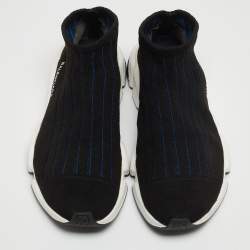 Pre Owned Balenciaga Black Knit Fabric Speed Trainer Sneakers Size 43