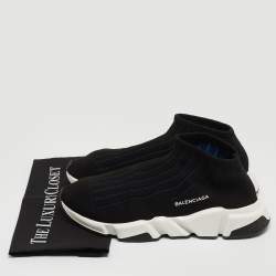 Pre Owned Balenciaga Black Knit Fabric Speed Trainer Sneakers Size 43