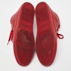 Balenciaga Red Textured Leather Arena High Top Sneakers Size 45
