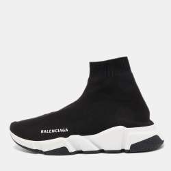 Balenciaga Black Knit Fabric Speed Trainer Sneakers Size 42