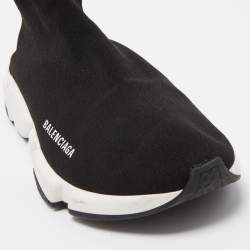 Balenciaga Black Knit Fabric Speed Trainer Sneakers Size 42