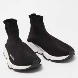 Balenciaga Black Knit Fabric Speed Trainer Sneakers Size 42