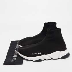 Balenciaga Black Knit Fabric Speed Trainer Sneakers Size 42