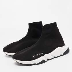 Balenciaga Black Knit Fabric Speed Trainer Sneakers Size 42