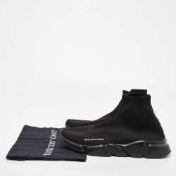 Pre Owned Balenciaga Black Fabric Speed Sneakers Size 42