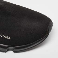 Pre Owned Balenciaga Black Fabric Speed Sneakers Size 42