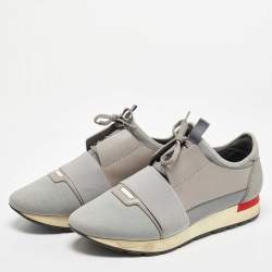Pre Owned Balenciaga Grey Suede and Leather Race Runner Sneakers Size 42