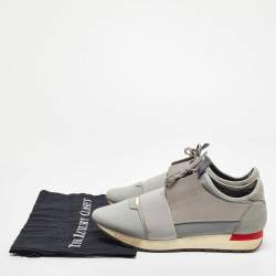Pre Owned Balenciaga Grey Suede and Leather Race Runner Sneakers Size 42