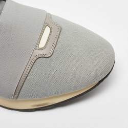 Pre Owned Balenciaga Grey Suede and Leather Race Runner Sneakers Size 42