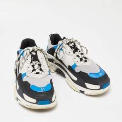 Pre Owned Balenciaga Tricolor Mesh and Leather Triple S Sneakers Size 41