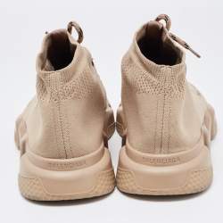 Balenciaga Beige Knit Fabric Speed Trainer Sneakers Size 46