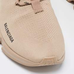 Balenciaga Beige Knit Fabric Speed Trainer Sneakers Size 46