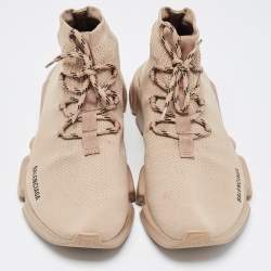 Balenciaga Beige Knit Fabric Speed Trainer Sneakers Size 46