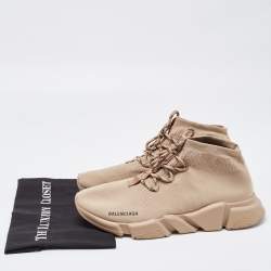 Balenciaga Beige Knit Fabric Speed Trainer Sneakers Size 46