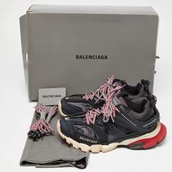 Pre Owned Balenciaga Black Faux Leather and Mesh Track Low Top Sneakers Size 40