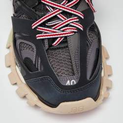 Pre Owned Balenciaga Black Faux Leather and Mesh Track Low Top Sneakers Size 40