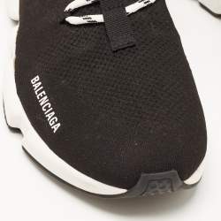 Balenciaga Black Knit Fabric Speed Lace Up Sneakers Size 45