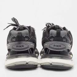 Pre Owned Balenciaga Grey/Black Leather and Mesh Low Top Sneakers Size 41