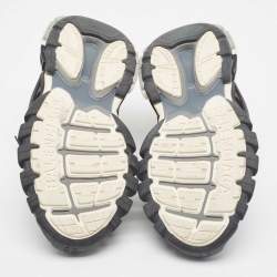 Pre Owned Balenciaga Grey/Black Leather and Mesh Low Top Sneakers Size 41