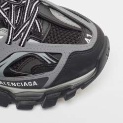 Pre Owned Balenciaga Grey/Black Leather and Mesh Low Top Sneakers Size 41