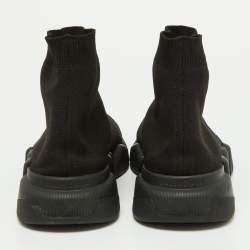 Pre Owned Balenciaga Black Knit Fabric Speed Trainer High Top Sneakers Size 41