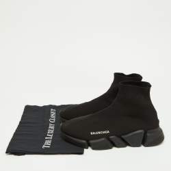 Pre Owned Balenciaga Black Knit Fabric Speed Trainer High Top Sneakers Size 41