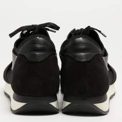 Pre Owned Balenciaga Black Leather and Fabric Race Runner Sneakers Size 42