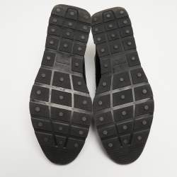 Pre Owned Balenciaga Black Leather and Fabric Race Runner Sneakers Size 42