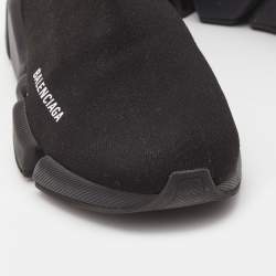 Pre Owned Balenciaga Black Knit Fabric Speed High Top Sneakers Size 40