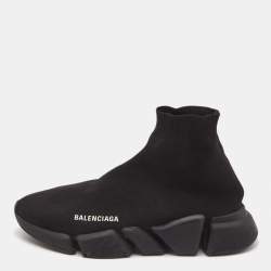 Pre Owned Balenciaga Black Knit Fabric Speed High Top Sneakers Size 40