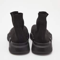 Pre Owned Balenciaga Black Knit Fabric Speed High Top Sneakers Size 40
