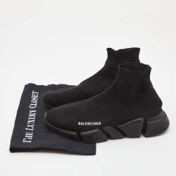 Pre Owned Balenciaga Black Knit Fabric Speed High Top Sneakers Size 40