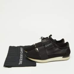 Balenciaga Black Mesh,Suede and Leather Race Runner Sneakers Size 45