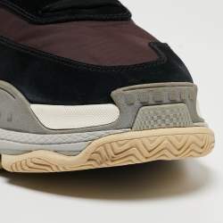 Pre Owned Balenciaga Black/Burgundy Suede and Nylon Triple S Sneakers Size 43