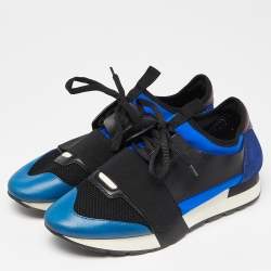 Balenciaga Tri Color Leather, Neoprene and Mesh Race Runner Sneakers Size 40