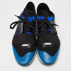 Balenciaga Tri Color Leather, Neoprene and Mesh Race Runner Sneakers Size 40