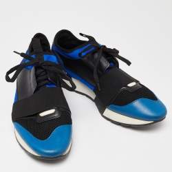 Balenciaga Tri Color Leather, Neoprene and Mesh Race Runner Sneakers Size 40