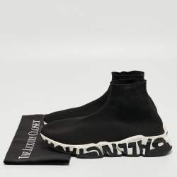 Pre Owned Balenciaga Black Knit Fabric Speed Trainer Sneakers Size 41