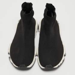 Pre Owned Balenciaga Black Knit Fabric Speed Trainer Sneakers Size 41